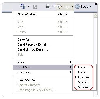 Making text larger in Internet Explorer
